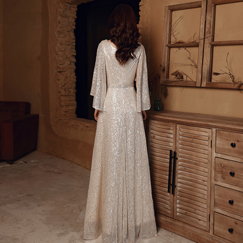 Вечерна рокля за балове, принцески силует, висока талия, дълга пола, 3/4 ръкав, полиестер плат