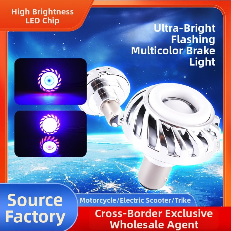 LED stabdžių galinė lemputė motociklams ir elektriniams dviračiams su Angel Eyes, modelis SCD-46, 12V, 5W, 200 lm