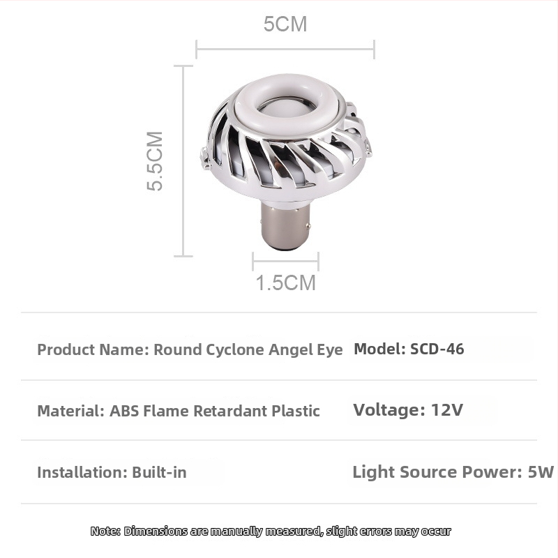 LED stabdžių galinė lemputė motociklams ir elektriniams dviračiams su Angel Eyes, modelis SCD-46, 12V, 5W, 200 lm