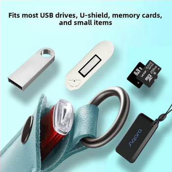 PU bőr USB-meghajtó és fülhallgató tok – egyszínű kialakítás, ultra könnyű, vízálló, lopás elleni védelem – kulcstartó táska