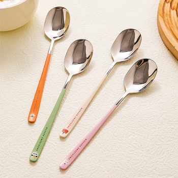 Lingură de supă din oțel inoxidabil Modern Housewife, stil drăguț, model desen animat, finisaj lustruit oglindit
