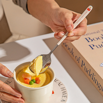 Lingură de supă din oțel inoxidabil Modern Housewife, stil drăguț, model desen animat, finisaj lustruit oglindit