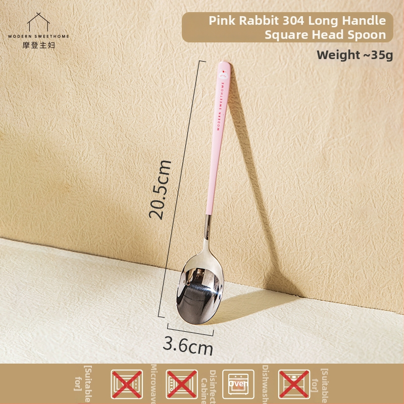 Lingură de supă din oțel inoxidabil Modern Housewife, stil drăguț, model desen animat, finisaj lustruit oglindit