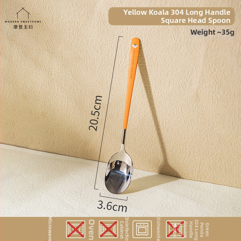 Lingură de supă din oțel inoxidabil Modern Housewife, stil drăguț, model desen animat, finisaj lustruit oglindit
