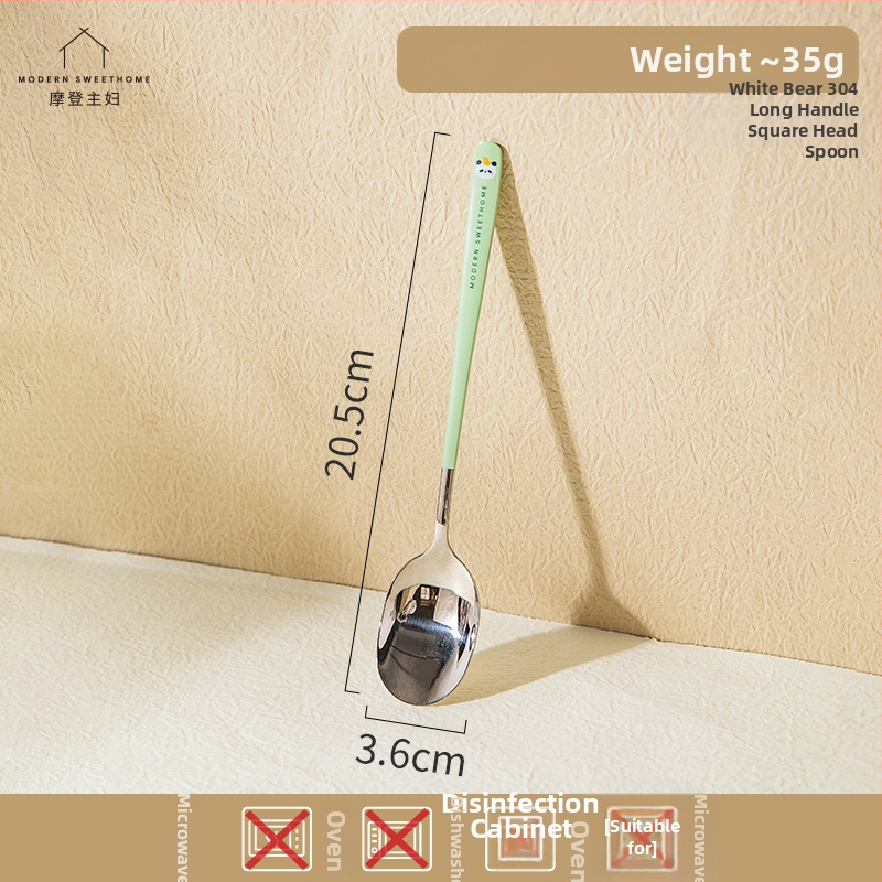 Lingură de supă din oțel inoxidabil Modern Housewife, stil drăguț, model desen animat, finisaj lustruit oglindit