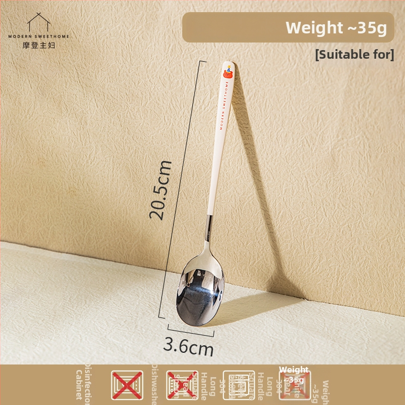 Lingură de supă din oțel inoxidabil Modern Housewife, stil drăguț, model desen animat, finisaj lustruit oglindit