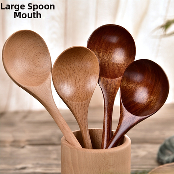 Hosszú nyeletű fakanál – egyszínű, logó nyomtatva, Xiaotong Home, testreszabható feldolgozás