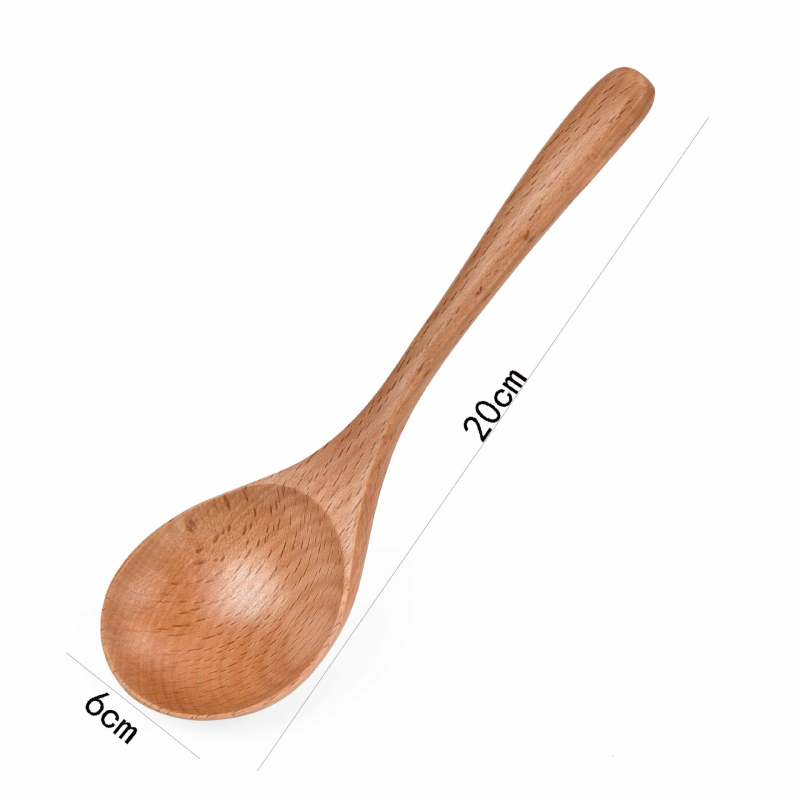 Hosszú nyeletű fakanál – egyszínű, logó nyomtatva, Xiaotong Home, testreszabható feldolgozás