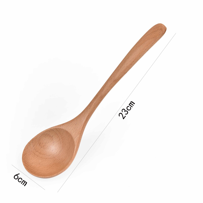 Hosszú nyeletű fakanál – egyszínű, logó nyomtatva, Xiaotong Home, testreszabható feldolgozás