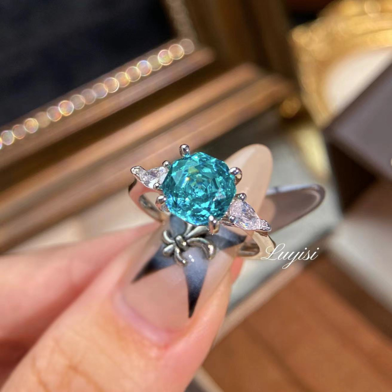 Inel cu octagonal millennium rose-cut, cupru, design geometric, tăiere cu diamant, stil lux lejer