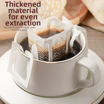 Pungă filtrantă de unică folosință pentru cold brew, filtru din material nețesut, cu bucle pentru agățare, include linguriță