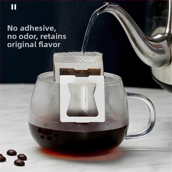 Pungă filtrantă de unică folosință pentru cold brew, filtru din material nețesut, cu bucle pentru agățare, include linguriță