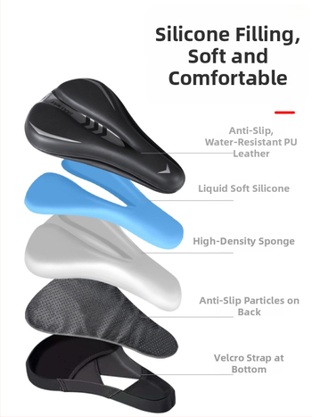 Velosipēda sēdeklis, zīmols JAAJ-WAY, modelis JJXDBKGJZT-808, materiāls PU + silikona gels, piemērots parastiem velosipēdiem