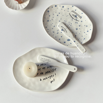 Porcelanski tanjur za doručak/desert, ispod glazure, skandinavski stil, novi kineski stil