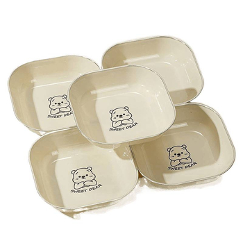 Kućni tanjur za ostatke kostiju – plastični, kvadratni, jednobojni, površina s ručno nacrtanim uzorkom