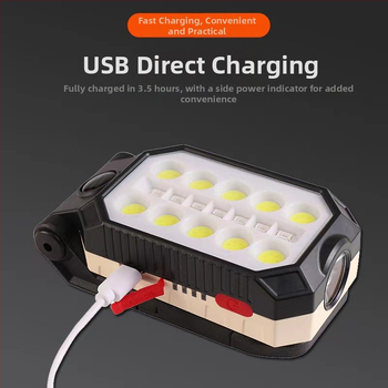 COB radna svjetiljka USB punjiva, magnetna kuka, 1800mAh baterija, 50W, ručni pogon