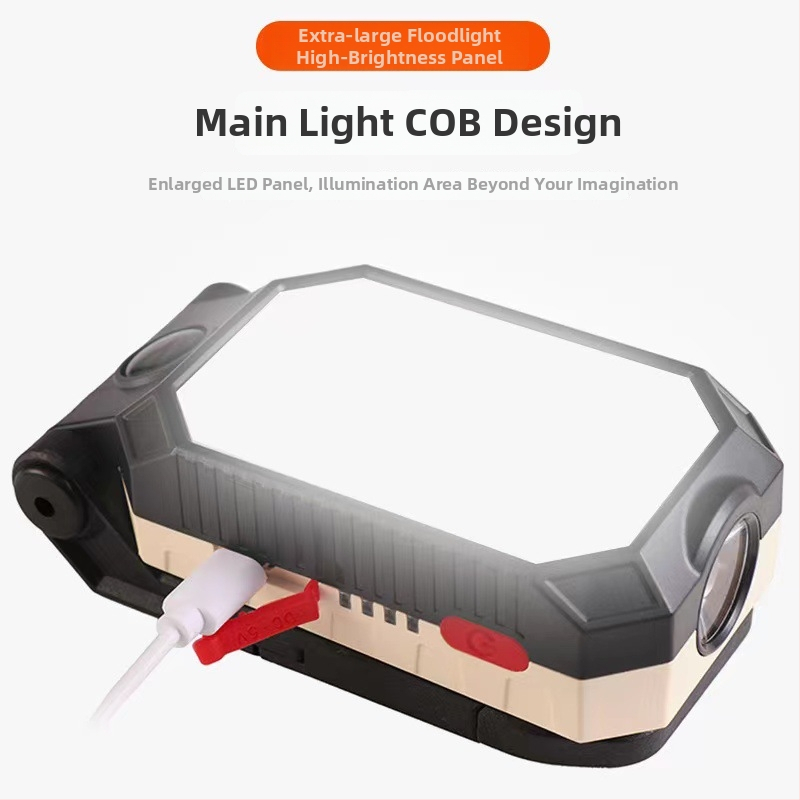 COB radna svjetiljka USB punjiva, magnetna kuka, 1800mAh baterija, 50W, ručni pogon