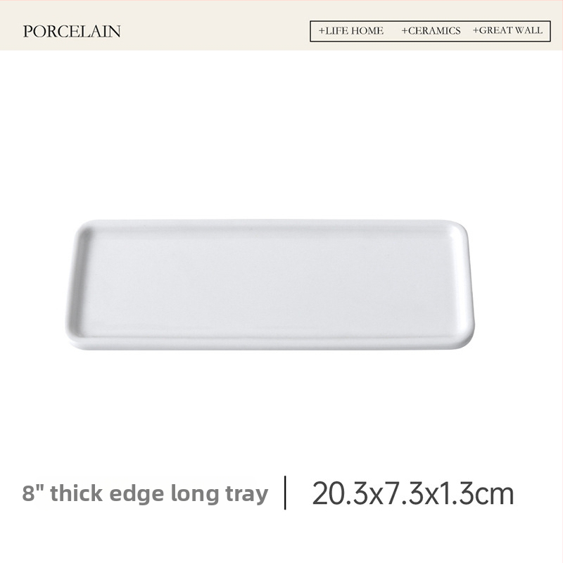 Porcelánból készült négyszögletes desszerttál, japán stílus, aláglazúros szín, mikrohullámú sütőben használható