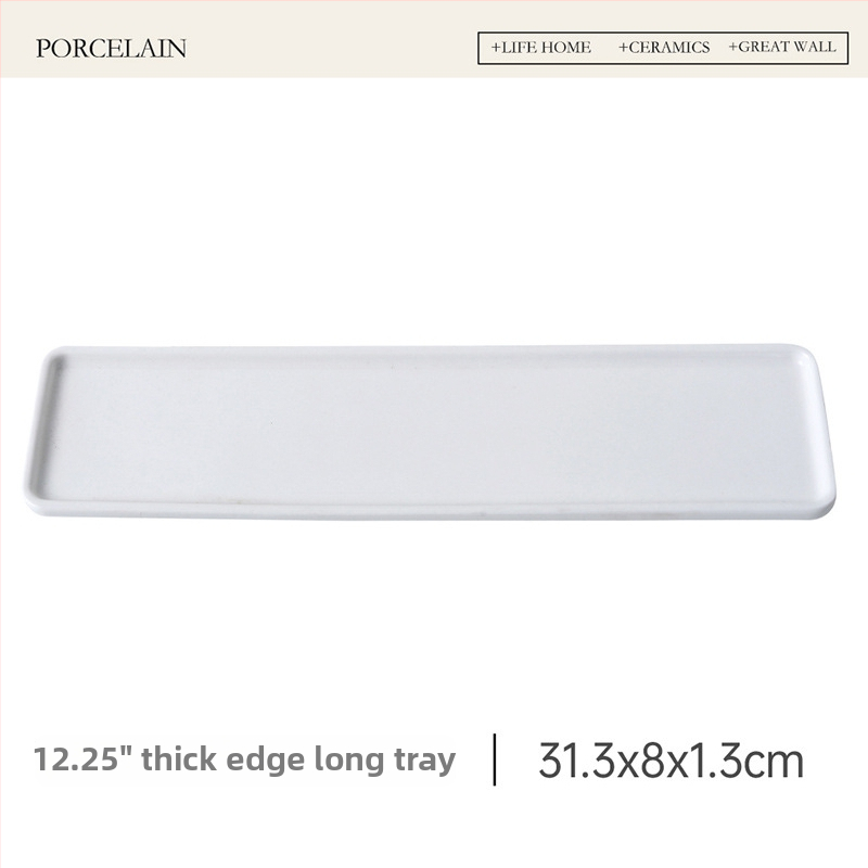 Porcelánból készült négyszögletes desszerttál, japán stílus, aláglazúros szín, mikrohullámú sütőben használható