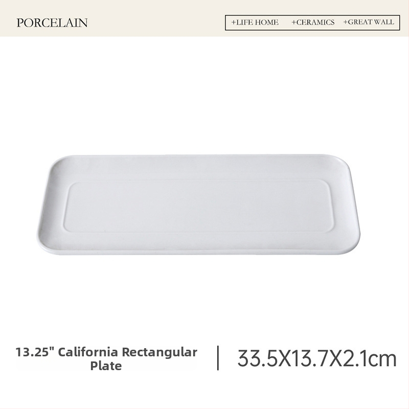 Porcelánból készült négyszögletes desszerttál, japán stílus, aláglazúros szín, mikrohullámú sütőben használható