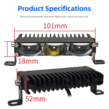 JSG LED προβολέας με διάταξη 3 LED – υψηλής φωτεινότητας για μοτοσικλέτες και οχήματα εκτός δρόμου, 18W, 9-36V, φακός PC, αλουμινένιο περίβλημα, LED 5060, διάρκεια ζωής 50.000 h