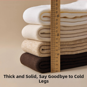 Șosete de femei peste genunchi din lână, căptușite cu fleece, groase pentru iarnă, stil minimalist, model solid, tricot cu un ac