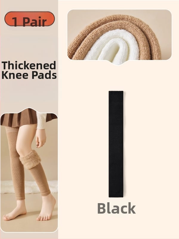 Șosete de femei peste genunchi din lână, căptușite cu fleece, groase pentru iarnă, stil minimalist, model solid, tricot cu un ac