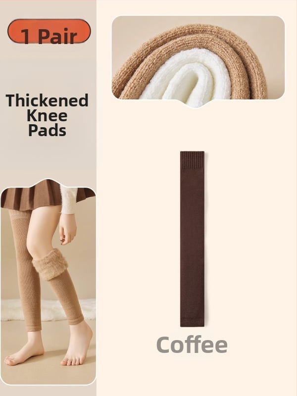 Șosete de femei peste genunchi din lână, căptușite cu fleece, groase pentru iarnă, stil minimalist, model solid, tricot cu un ac