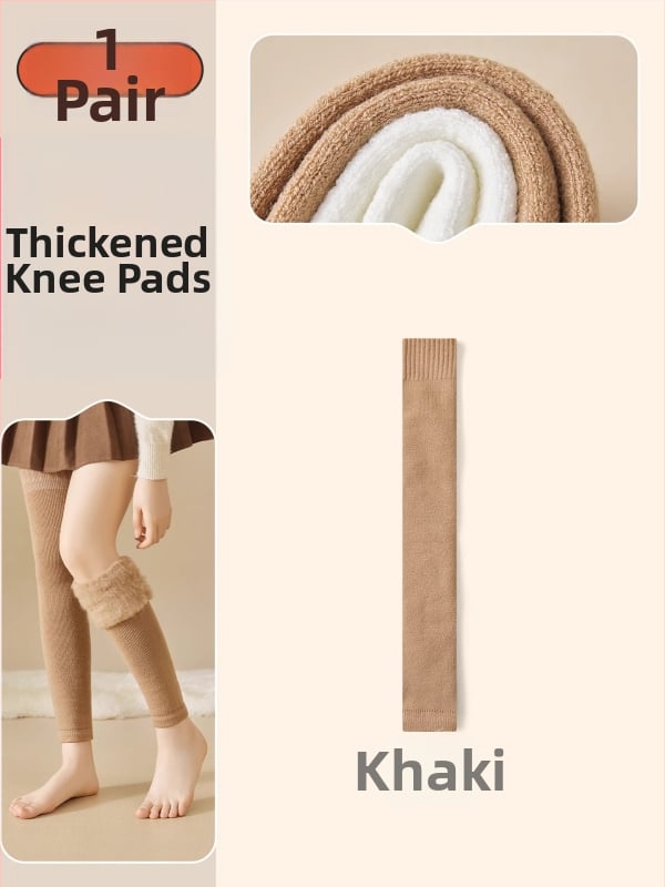 Șosete de femei peste genunchi din lână, căptușite cu fleece, groase pentru iarnă, stil minimalist, model solid, tricot cu un ac