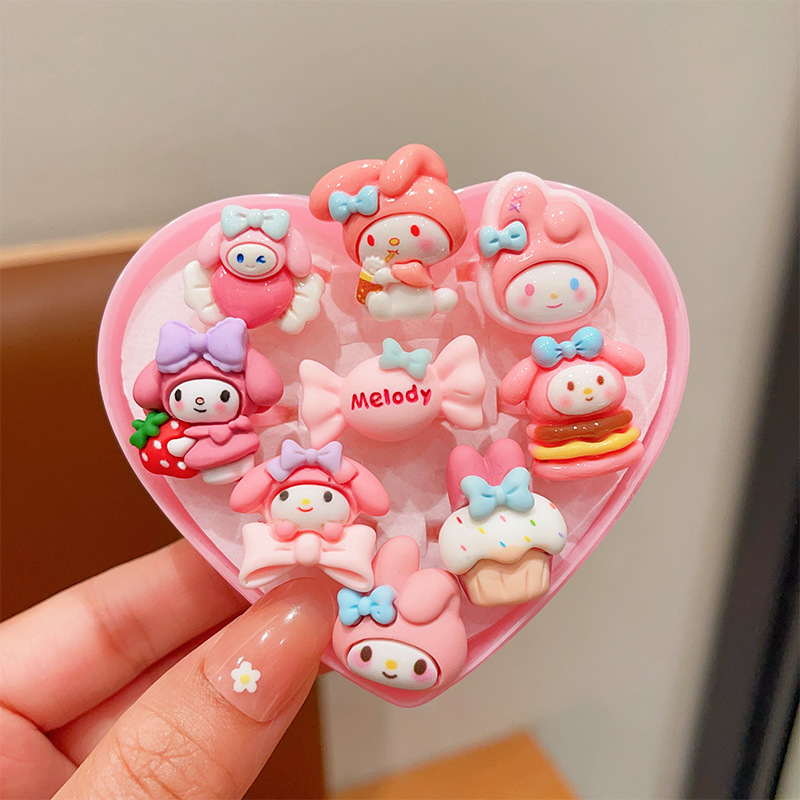 Gyerekeknek szóló hercegnő gyűrűkészlet – kézzel készített, műanyag/gyanta, gyerek/rajzfilm stílus, Hercegnő sorozat, 3–10 éveseknek