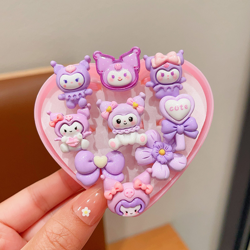 Gyerekeknek szóló hercegnő gyűrűkészlet – kézzel készített, műanyag/gyanta, gyerek/rajzfilm stílus, Hercegnő sorozat, 3–10 éveseknek