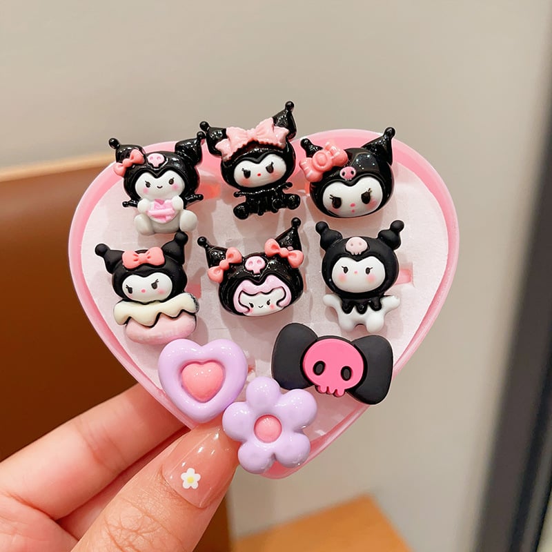 Gyerekeknek szóló hercegnő gyűrűkészlet – kézzel készített, műanyag/gyanta, gyerek/rajzfilm stílus, Hercegnő sorozat, 3–10 éveseknek