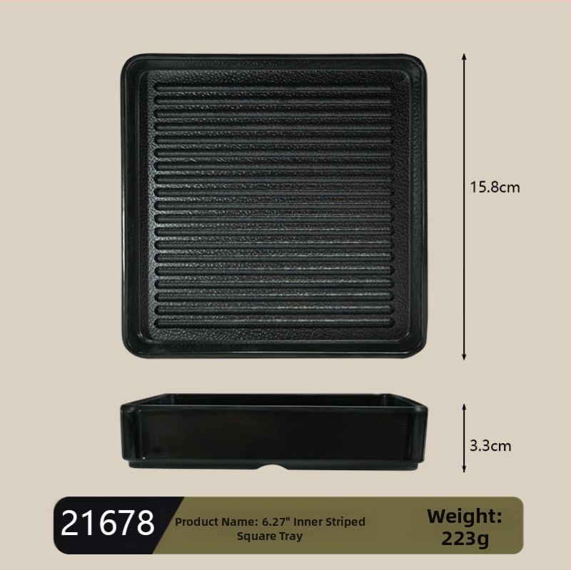 Melamín négyszögletes tál, japán stílus, in-mold magas hőmérsékletű formázás, testreszabás és logónyomás elérhető