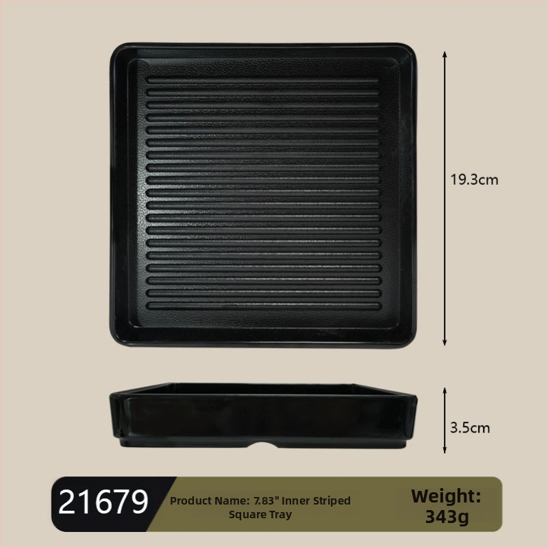 Melamín négyszögletes tál, japán stílus, in-mold magas hőmérsékletű formázás, testreszabás és logónyomás elérhető