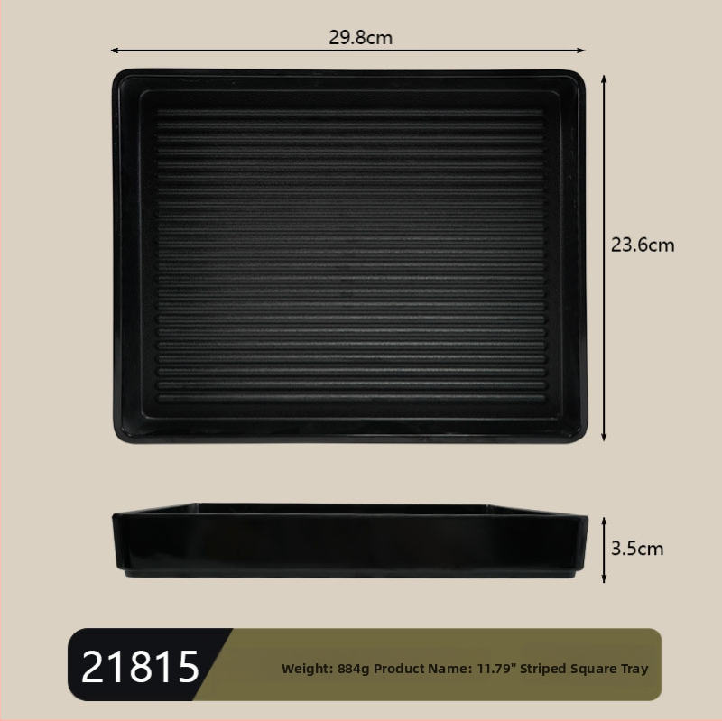 Melamín négyszögletes tál, japán stílus, in-mold magas hőmérsékletű formázás, testreszabás és logónyomás elérhető