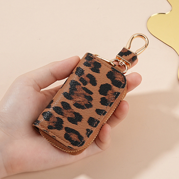 Unisex PU torbica za ključeve s leopard printom, za pohranu ključeva automobila, s podstavom od sintetičke kože