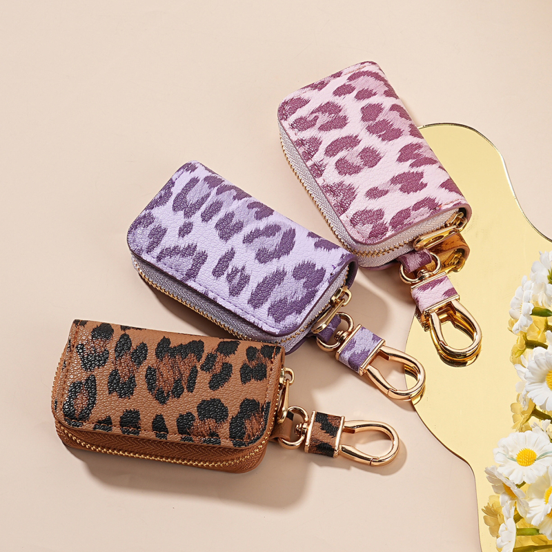 Unisex PU torbica za ključeve s leopard printom, za pohranu ključeva automobila, s podstavom od sintetičke kože
