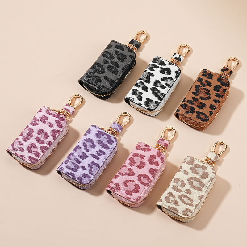 Unisex PU torbica za ključeve s leopard printom, za pohranu ključeva automobila, s podstavom od sintetičke kože