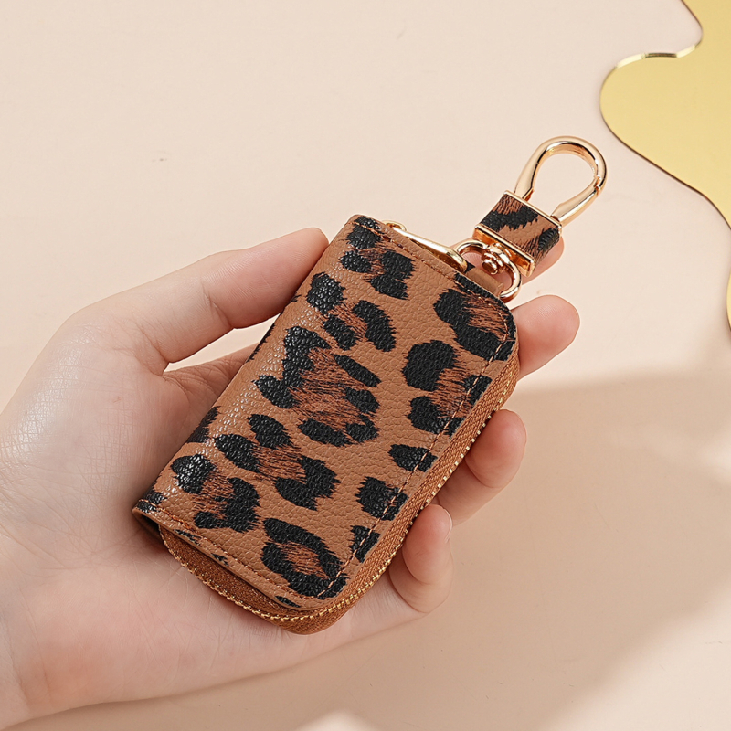Unisex PU torbica za ključeve s leopard printom, za pohranu ključeva automobila, s podstavom od sintetičke kože
