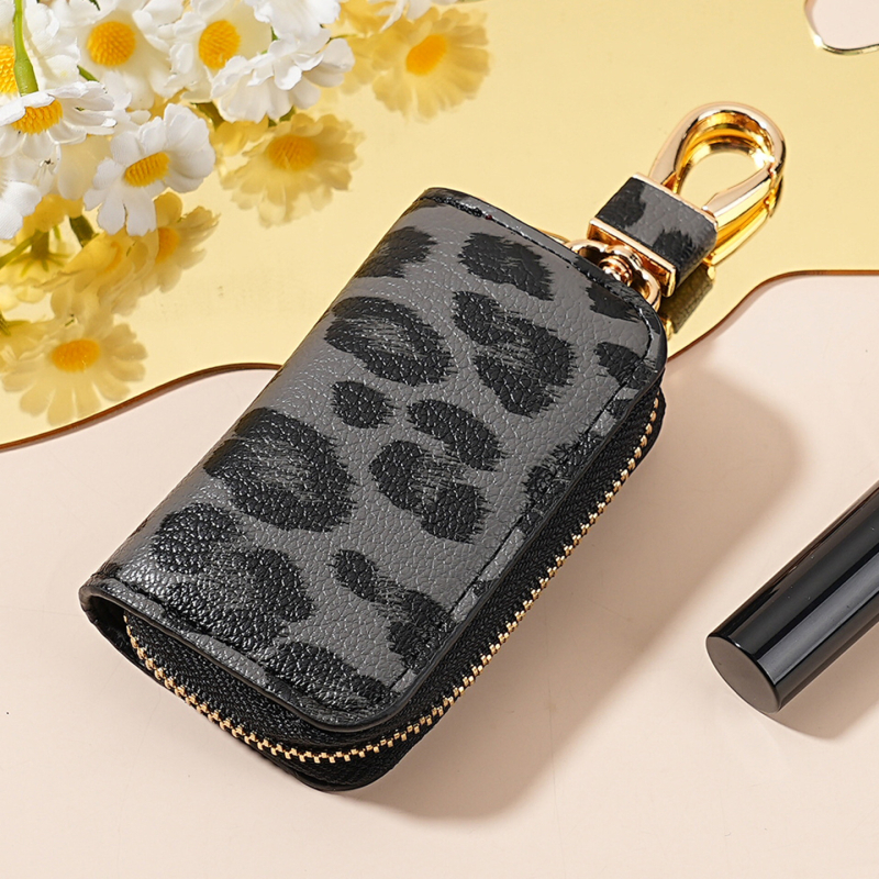 Unisex PU torbica za ključeve s leopard printom, za pohranu ključeva automobila, s podstavom od sintetičke kože