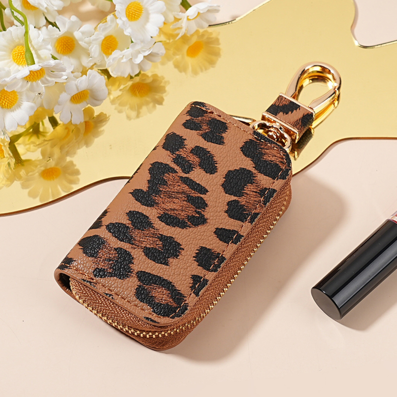 Unisex PU torbica za ključeve s leopard printom, za pohranu ključeva automobila, s podstavom od sintetičke kože