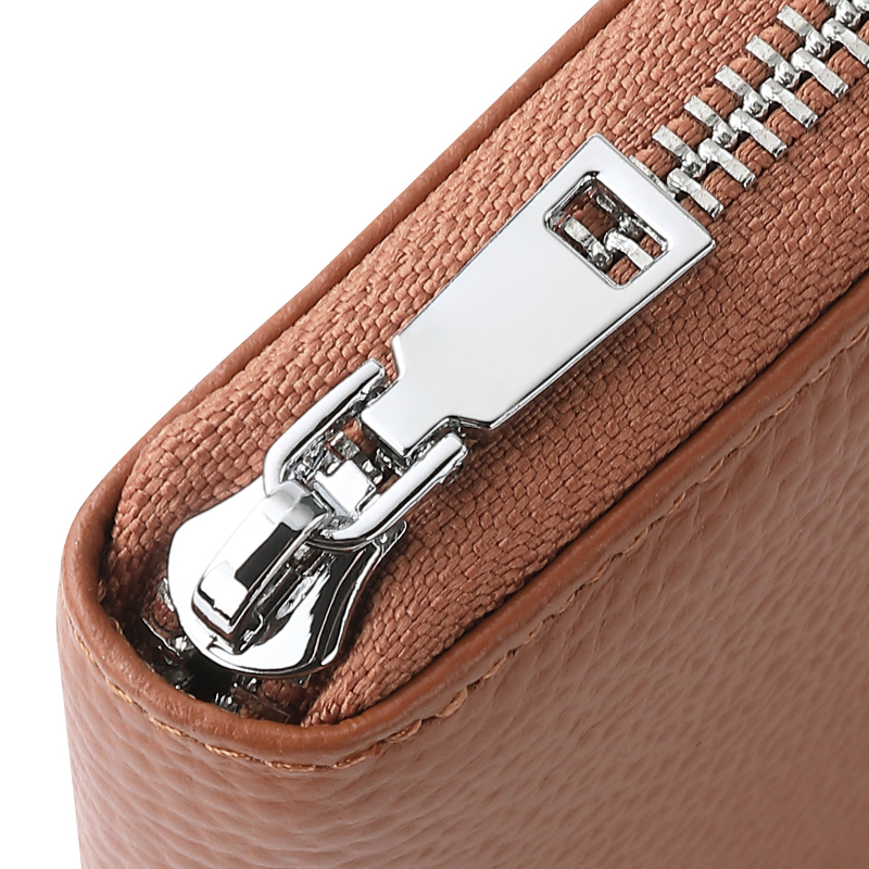 Дамски монетник от естествена кожа с RFID отделение, мултиразделен дизайн и голям капацитет