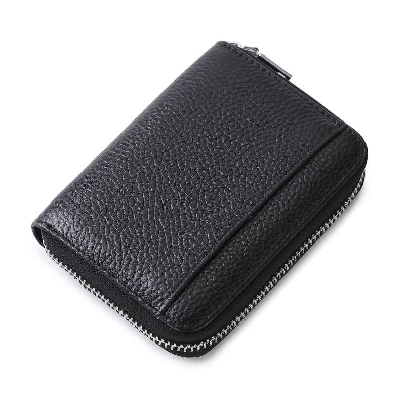 Дамски монетник от естествена кожа с RFID отделение, мултиразделен дизайн и голям капацитет