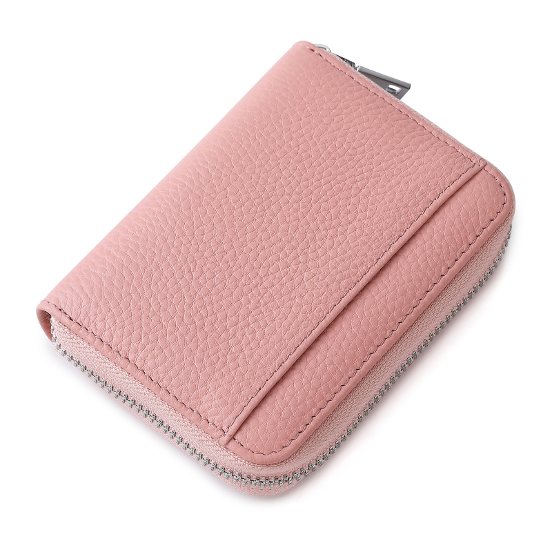 Дамски монетник от естествена кожа с RFID отделение, мултиразделен дизайн и голям капацитет