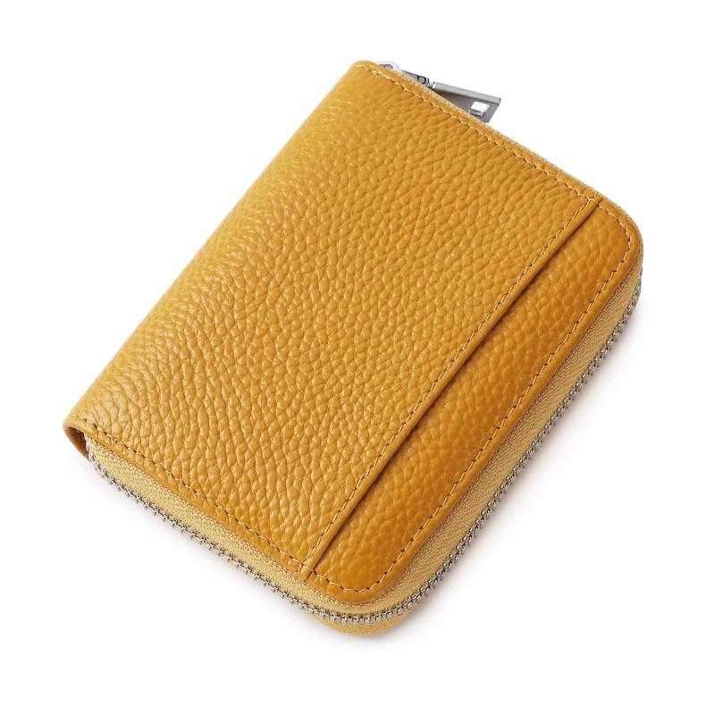 Дамски монетник от естествена кожа с RFID отделение, мултиразделен дизайн и голям капацитет