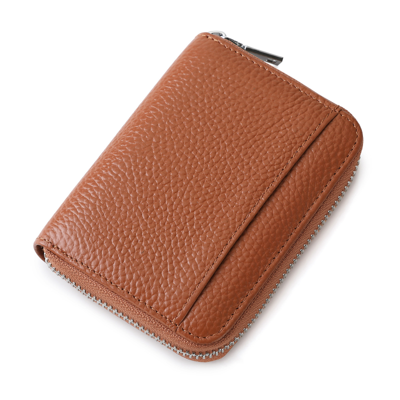 Дамски монетник от естествена кожа с RFID отделение, мултиразделен дизайн и голям капацитет