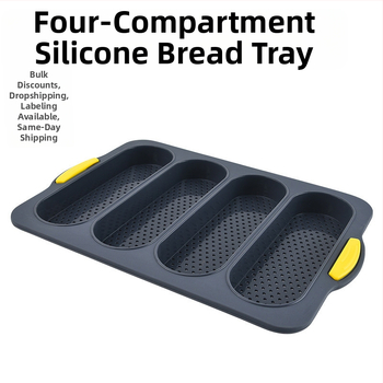 Četrslota silikona forma bagetēm, nepielipjoša cepamā panna maizei un kūkām