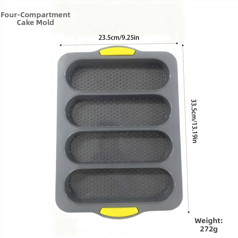 Četrslota silikona forma bagetēm, nepielipjoša cepamā panna maizei un kūkām