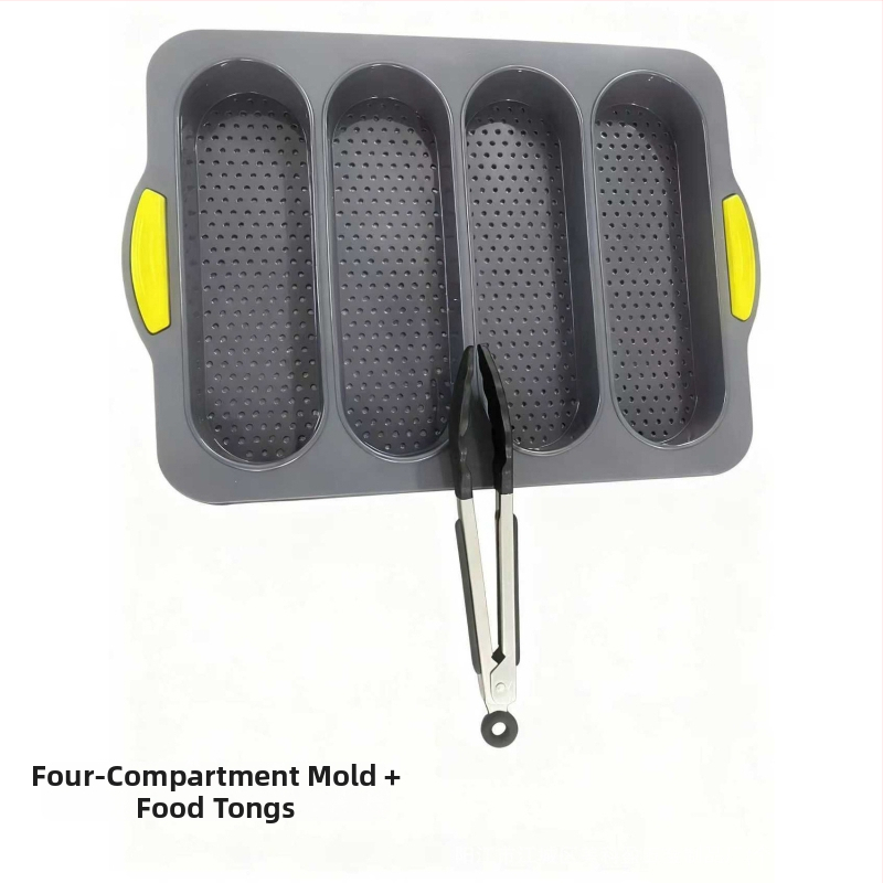 Četrslota silikona forma bagetēm, nepielipjoša cepamā panna maizei un kūkām