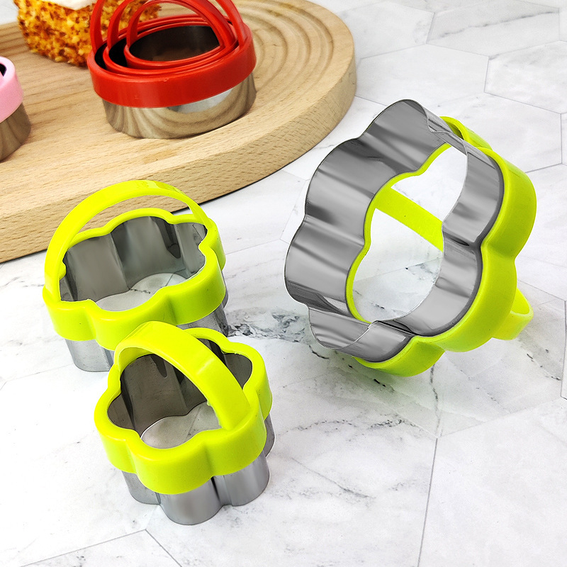 Set kalupa za kekse s ručkom od nehrđajućeg čelika; oblici: srce, zvijezda, cvijet šljive i krug; 12 komada, DIY